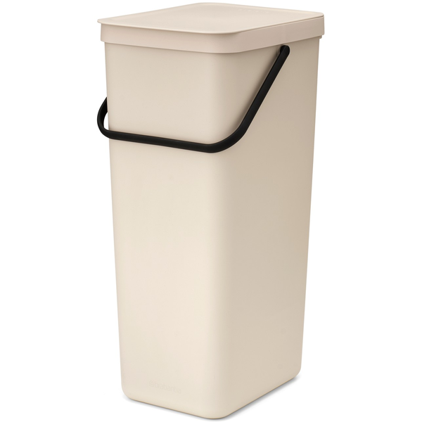 Brabantia Sort & Go konyhai szemetes felnyitható fedéllel, fogantyúval szelektív és komposzt gyűjtéséhez, 40L - L méret, világos bézs - 251788