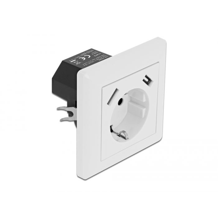 Delock 2,8A-s fali csatlakozó (konnektor) 2 x A-típusú USB töltő porttal (11473) (delock11473)