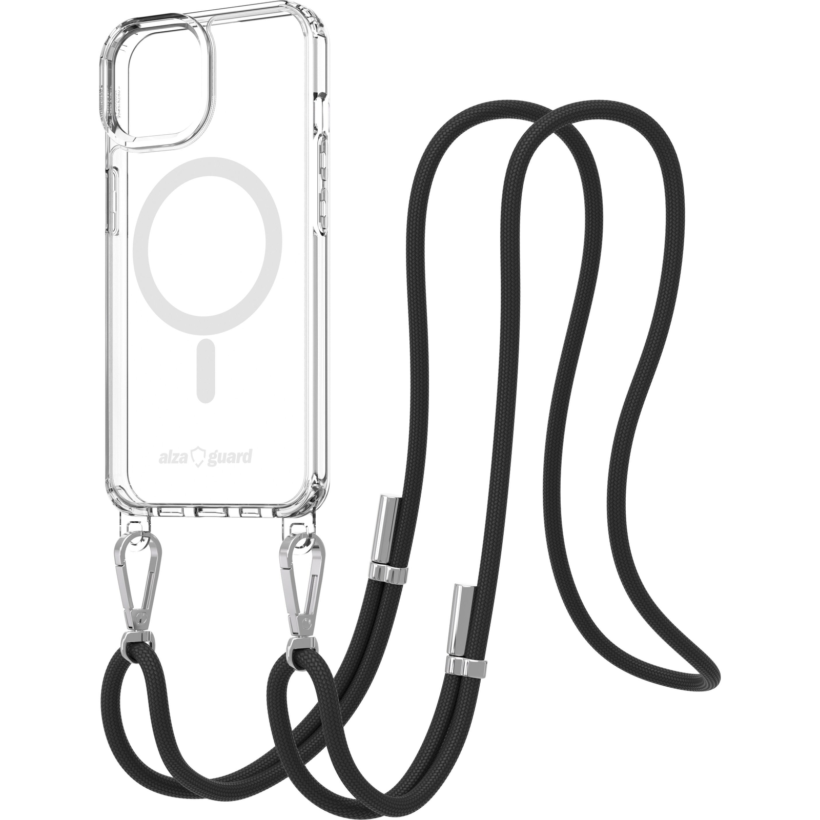 AlzaGuard Luxe Detach Lanyard Case Compatible with MagSafe for iPhone 14 fekete tok (AGD-PCF000025B)