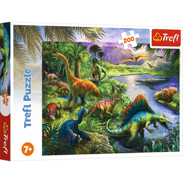Trefl Ragadozó Dinoszauruszok 200db-os Puzzle - Lányoknak és Fiúknak, 7 éves kortól