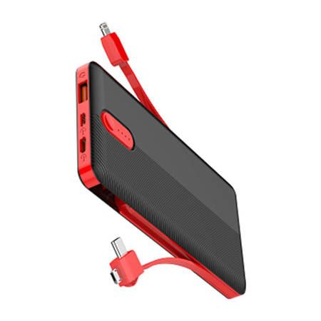 Ldnio Powerbank 10000mAh + + az 1-ben kábewl fekete-piros (PL1013) (PL1013)