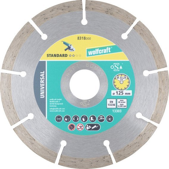 Wolfcraft 8318000 Gyémánt bevonatú vágótárcsa 125 mm 1 db #####Bimsstein, Kő (WF8318000)