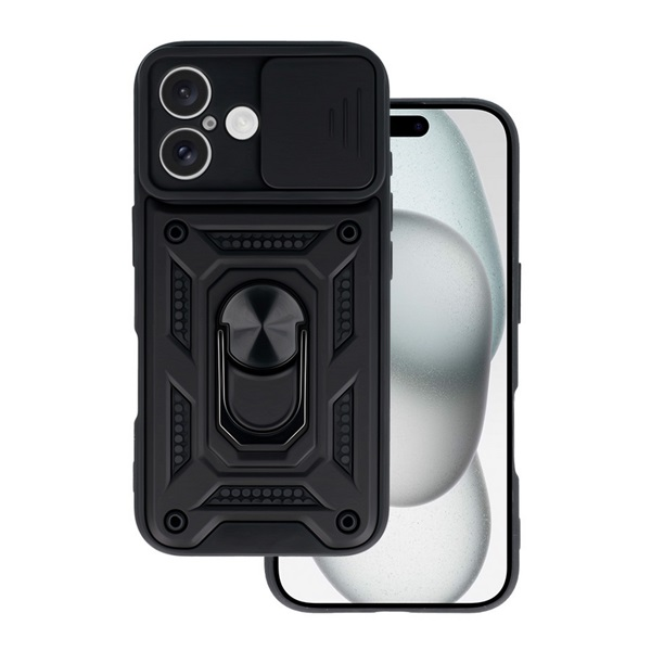 gigapack Defender szilikon telefonvédő (ütésállóság, tartógyűrű, kameravédő) FEKETE Apple iPhone 16 Plus " csomagolás" (GP-159881)