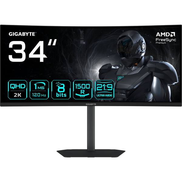 Monitor ultra-lat curbat Gigabyte GS34WQCA de 34" 3440x1440 120Hz