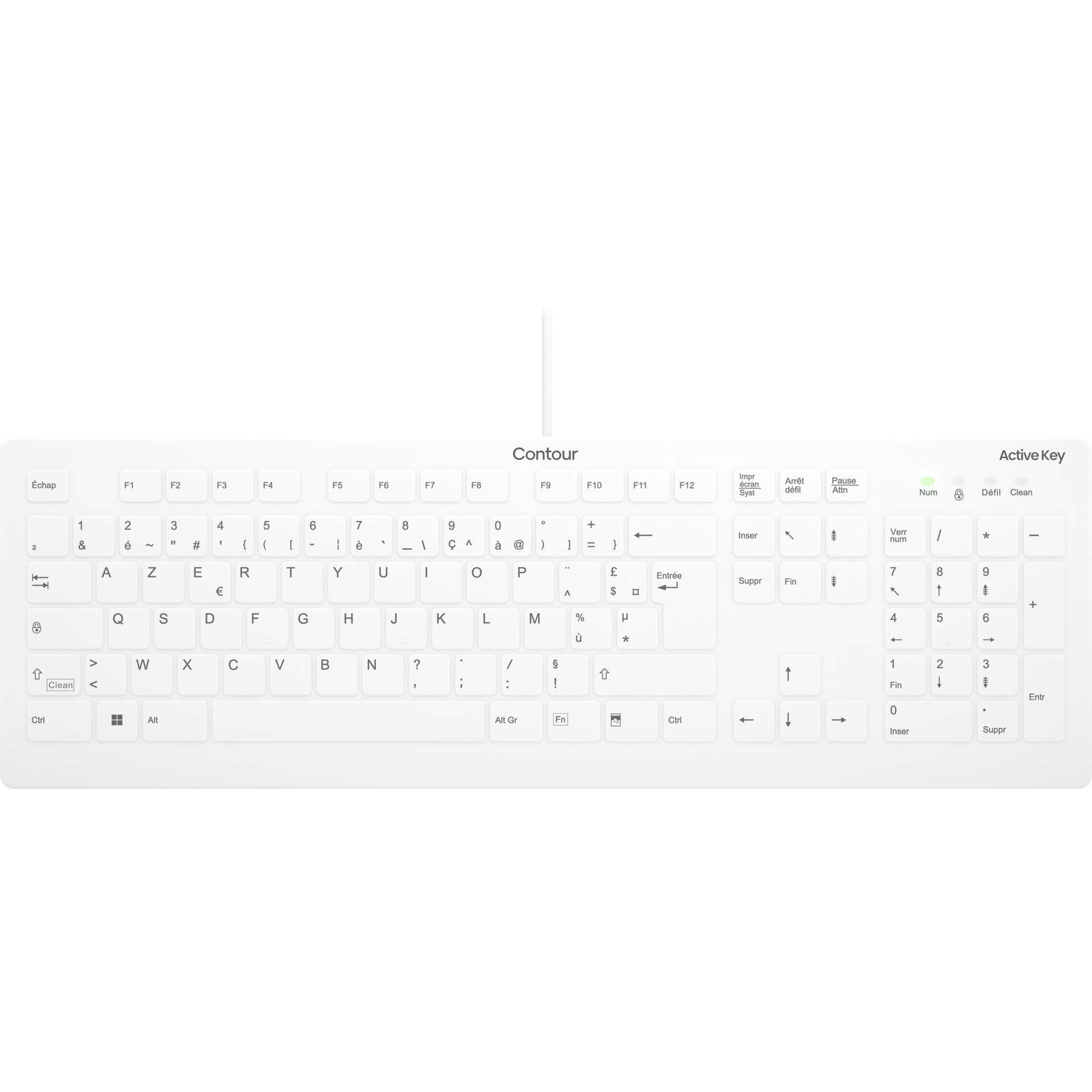 Клавиатура Contour Design Active Key AK-C8112 — AK-C8112-U1-W/FR, френска подредба, бяла