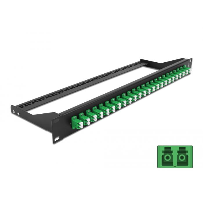 Delock 19 száloptikás csatlakozó panel 24 portos LC duplex zöld (43387) (DE43387)
