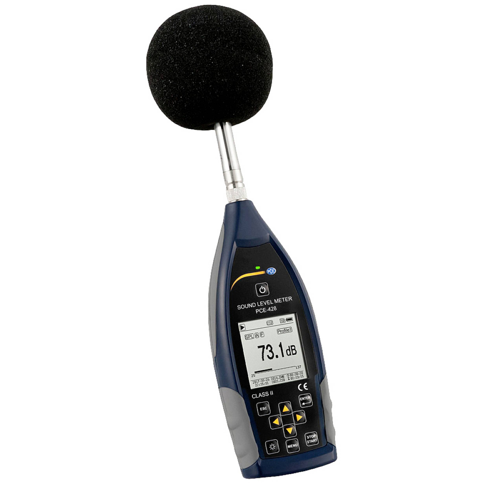 PCE Instruments Zajszintmérő Adatgyűjtő 25 - 136 dB 20 Hz - 12.5 kHz USB (PCE-428-KIT-N)