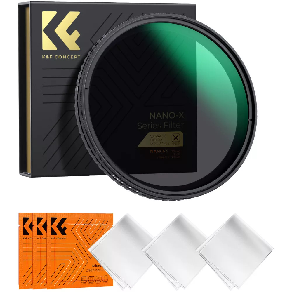 K-F CONCEPT NANO-X VARIO ND 2-32 szűrő W/O Black cross vízlepergető karcálló + 3db törlőkendő 58mm (KF-01-1449V1)