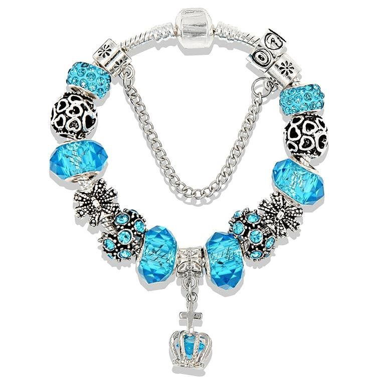 Silver Star női karkötő - kék korona-1/V 20 (8596544006803)