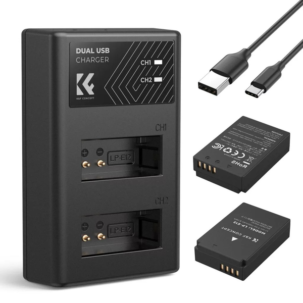 K-F CONCEPT LC-E12 töltő + 2db LP-E12 akkumulátor 1100mAh