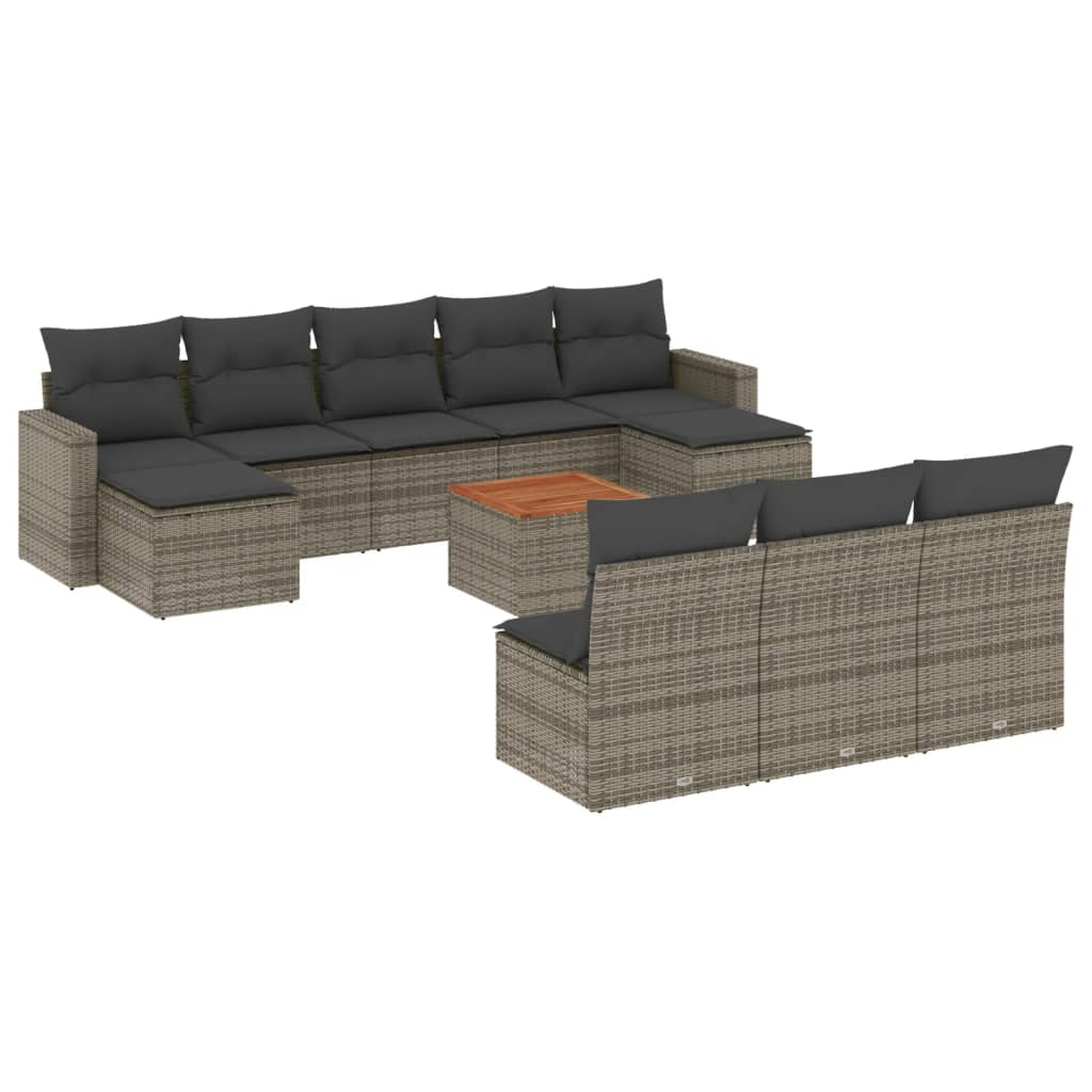11 részes szürke polyrattan kerti ülőgarnitúra párnákkal (3224331)