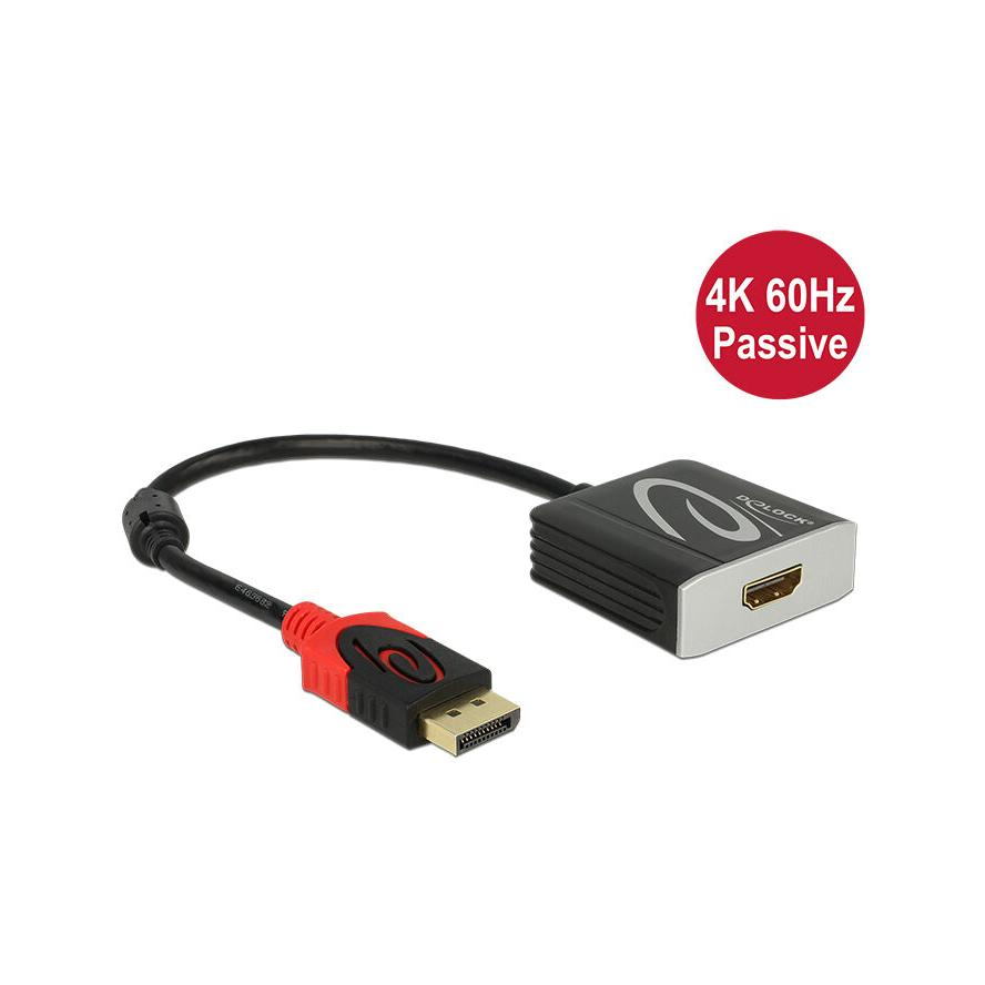 Delock Adapter Displayport 1.2 male > HDMI female 4K 60 Hz Passive black (62719)