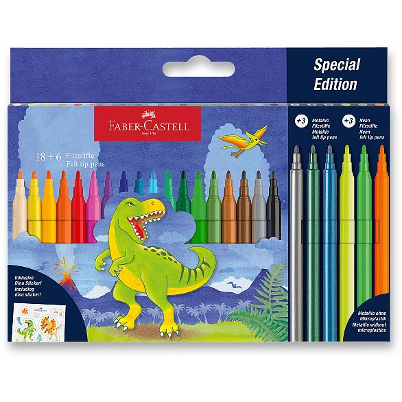 FABER-CASTELL Dinoszaurusz, kerek, 24 szín, metál és neon színek is (554222)
