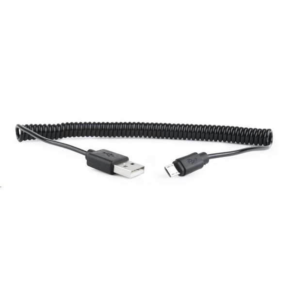 gembird Gedrehtes USB A auf Micro-USB Kabel, 1,8 m, schw.