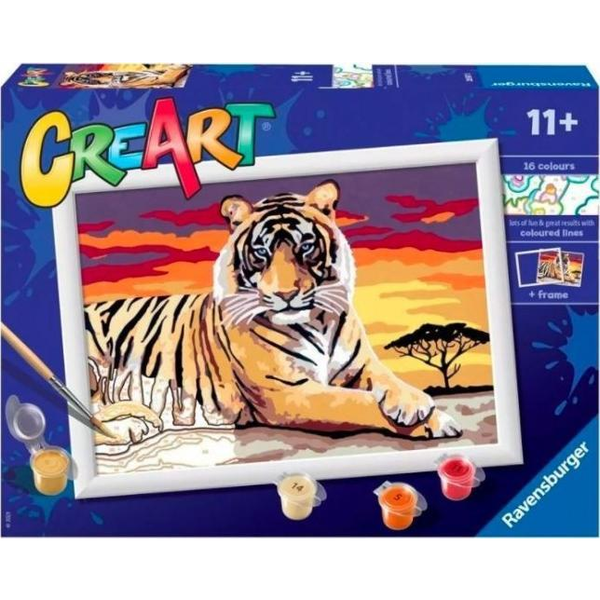 Creart Tigre En Savana Juego Creativo Para Pintar Con Pincel Y Marco