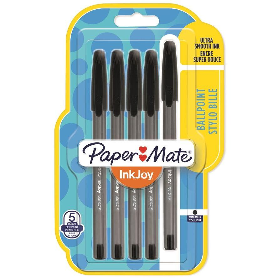 Paper Mate InkJoy 100 kupakos golyóstoll készlet - 0.7mm / Fekete (5 db) (1956729)