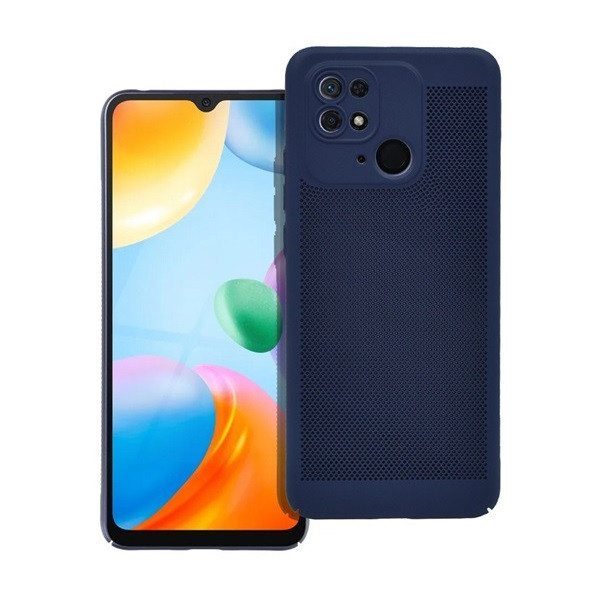 Xiaomi Redmi 10C, Műanyag hátlap védőtok, légáteresztő, lyukacsos minta, Breezy, sötétkék (G142609)