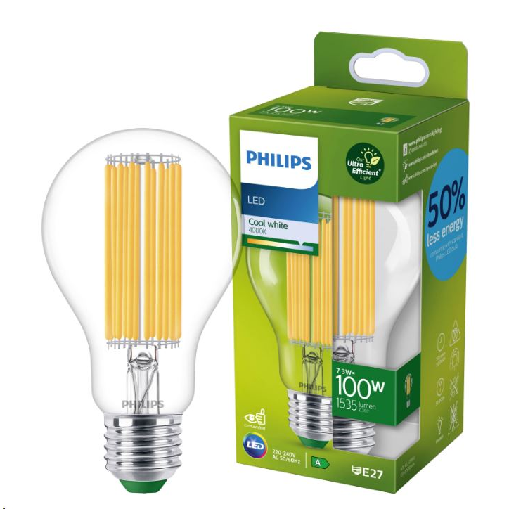 Philips 8719514435735 LED lampa Studená biela 4000 K 7,3 W E27 A (8719514435735)