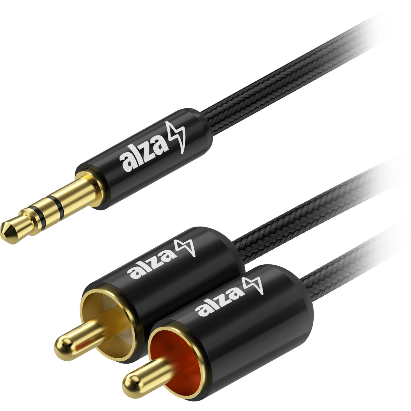AlzaPower AluCore 3.5mm Jack (M) to 2x RCA (M), 10m - fekete (APW-CBA3JM2RCA010B)