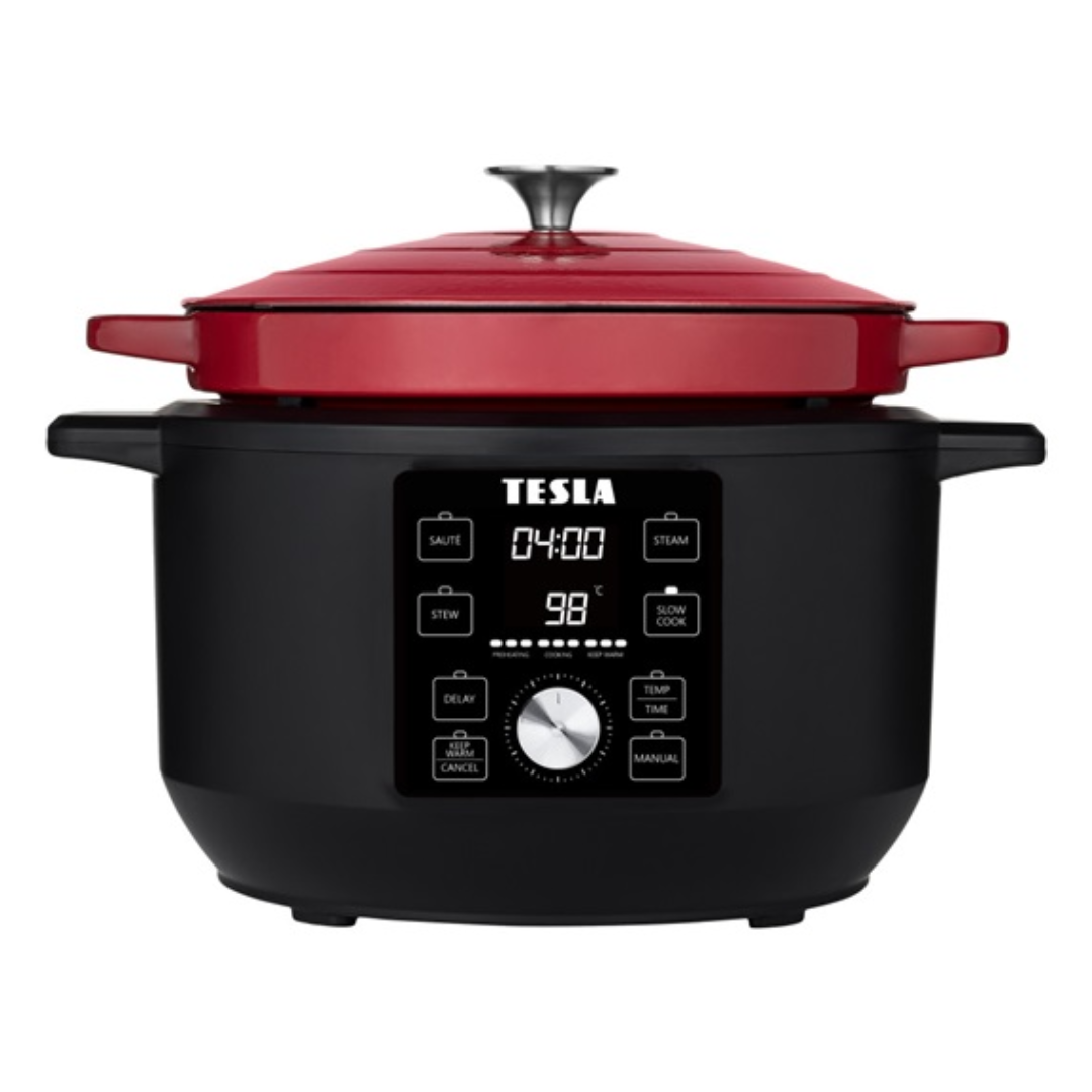 Tesla MultiCook MC600 Többfunkciós elektromos edény - Fekete/Piros (9512000)