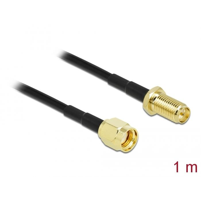Delock antenna kábel RP-SMA-dugó - RP-SMA-hüvely LMR/CFD100 1m (90443) (DE90443)