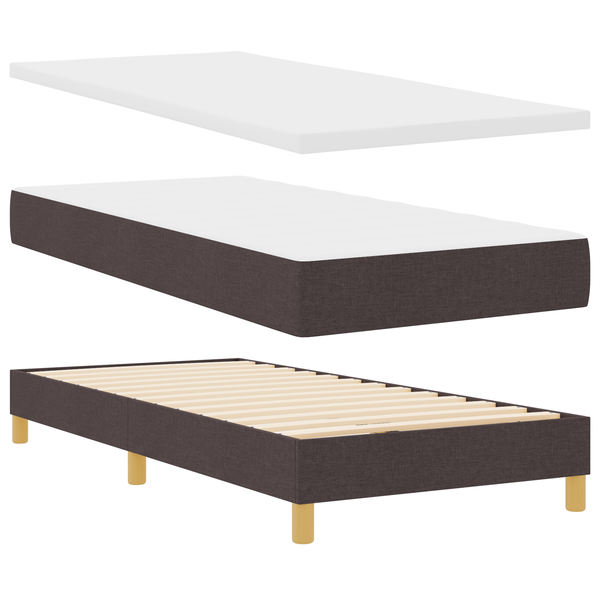 Boxspring Ágy Matrac Vele Sötétbarna, 100x200 cm, Szövet