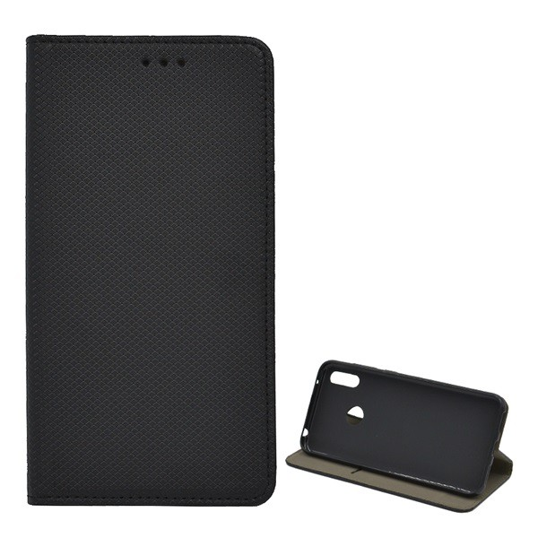 Tok álló, bőr hatású (FLIP, oldalra nyíló, asztali tartó funkció, rombusz minta) FEKETE [Huawei Y7 2019 (Y7 Prime 2019)] (5996457874767)