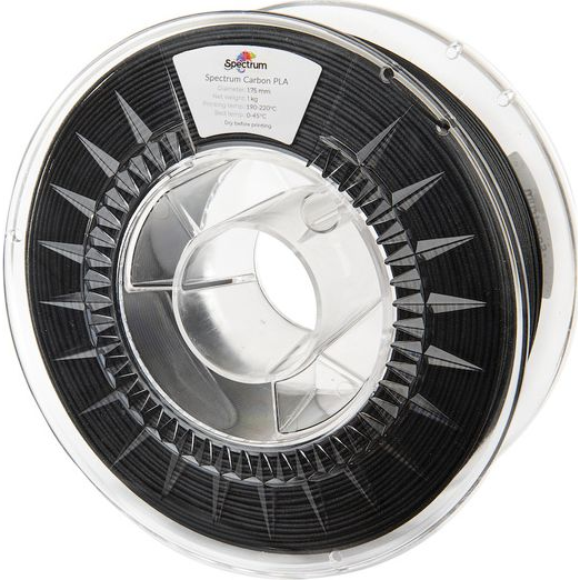 Spectrum Filaments 80466 PLA Carbon 3D nyomtatószál PLA-CF Szénszál erősítésű, Matt 1.75 mm 1000 g Fekete 1 db ( )