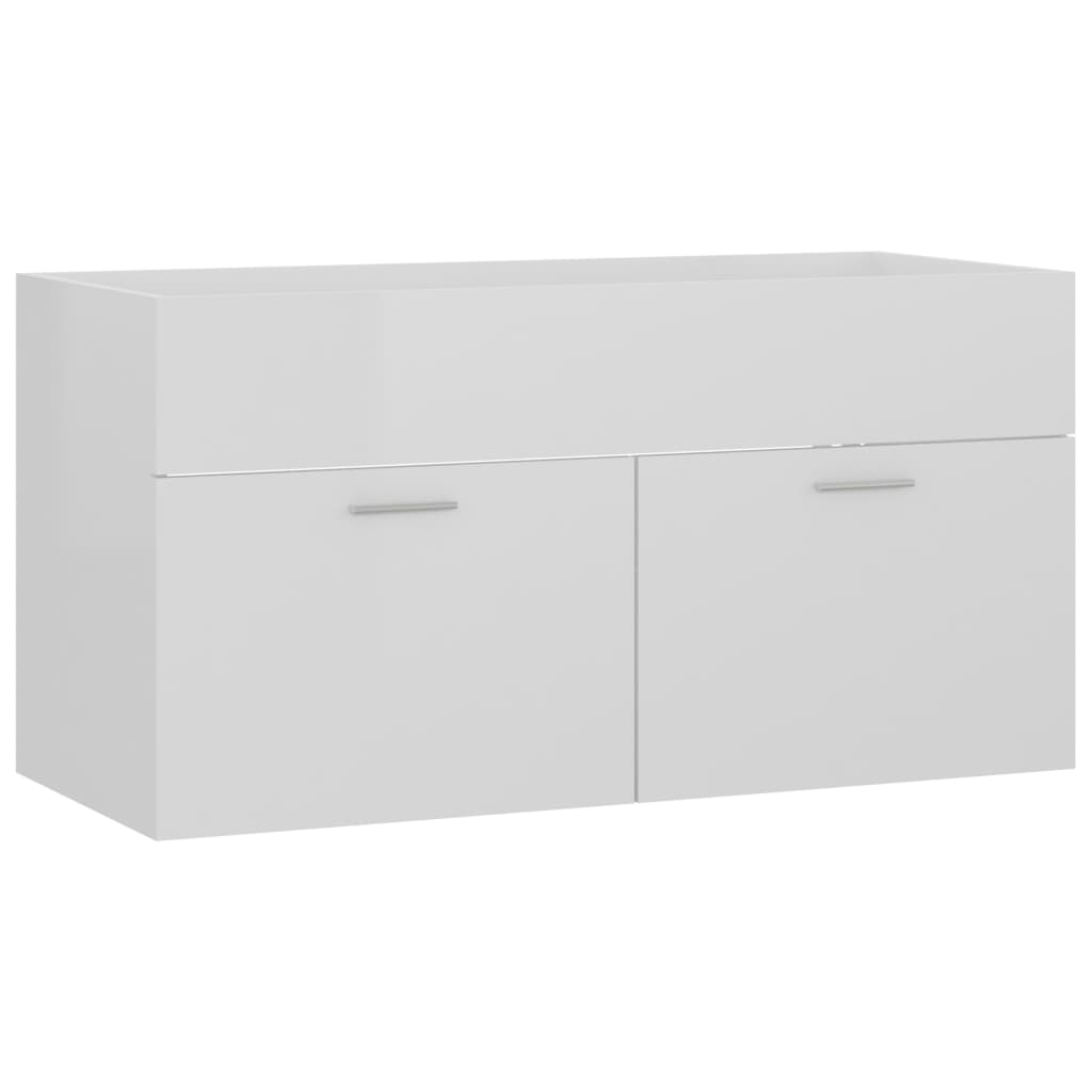 magasfényű fehér forgácslap mosdószekrény 90 x 38,5 x 46 cm (804671)