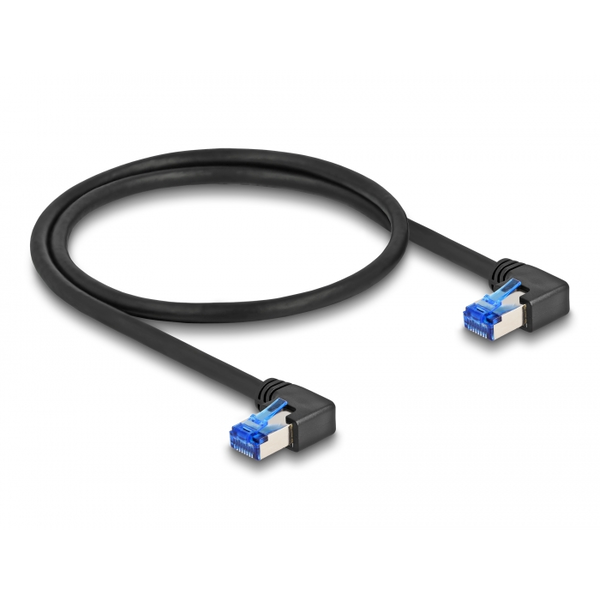 DELOCK RJ45 NWK Cat.6A S/FTP rechts gewinkelt 0,5 m schwarz