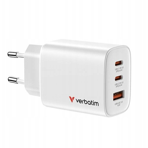 Verbatim 32353 Essentials GaN Charger 65W EU plug White, Indoor, AC, 20 V, White