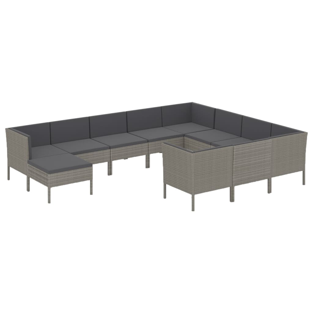 11 részes szürke polyrattan kerti ülőgarnitúra párnákkal (3094510)