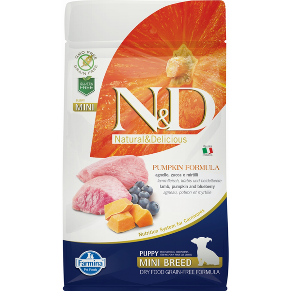 N&D Dog Grain Free bárány&áfonya sütőtökkel puppy mini 800g