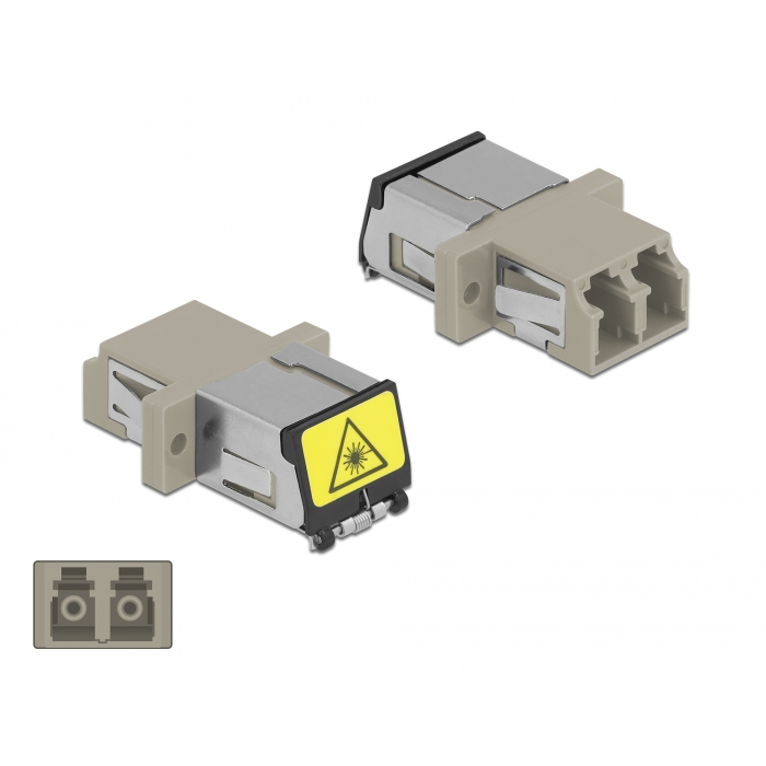 Delock LC optikai szálas csatlakozó Párosító lézervédő zárral / borítással Duplex anya - LC Duplex a (86899) (86899)