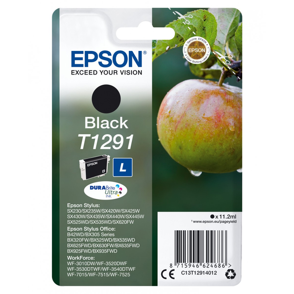 Epson Apple T1291 blækpatron 1 stk Original Sort