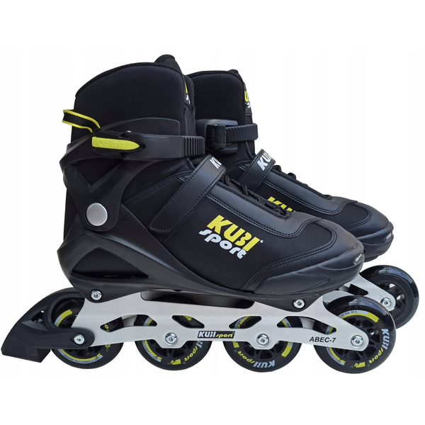 Rolki Damskie Męskie Czarne Kauczukowe Solidne z Hamulcem KUBISPORT roz. 40