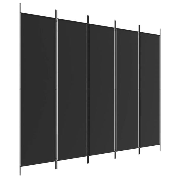 5 paneles fekete szövet térelválasztó 250x200 cm
