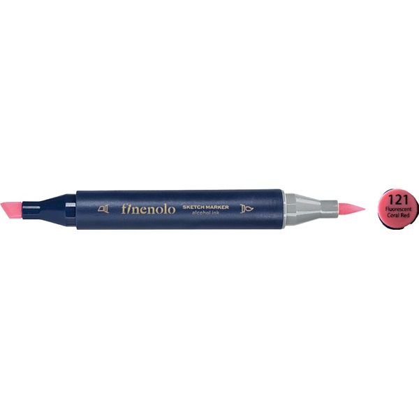 Deli Finenolo 121 - Fluorescent Coral Red kétvégű permanent ART marker (DEC184-F/121)