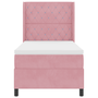 Pat box spring cu saltea & LED, roz, 90x200 cm, catifea
