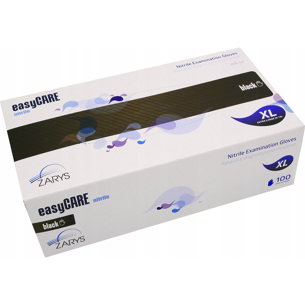 EasyCare Zarys easyCARE - Rękawiczki diagnostyczne, nitrylowe, bezpudrowe, czarne - XL