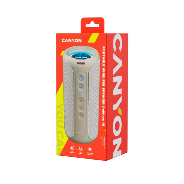 CANYON Mobilný reproduktor OnMove 15W EQ TWS AUX Sivý