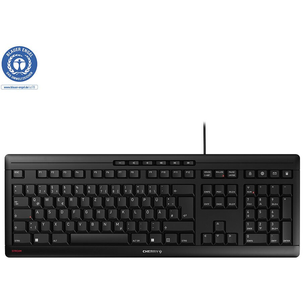 CHERRY STREAM πληκτρολόγιο Σπίτι/Γραφείο USB QWERTY Πορτογαλικός Μαύρος (Μαύρο), Γκρι