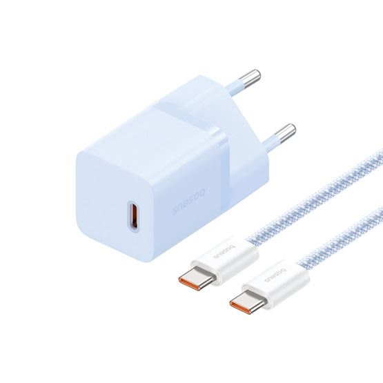 Baseus GaN5 Mini USB-C hálózati töltő 30W + 1m kábel kék (P10110902313-00) (P10110902313-00)