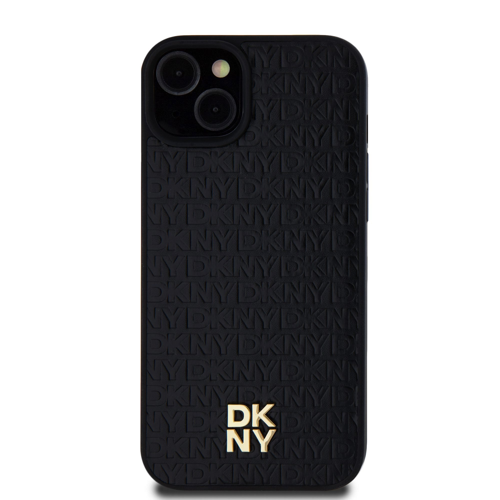 DKNY iPhone 15 Plus MagSafe Ismétlődő mintás PU Bőr Telefon tok - Fekete (DKHMP15MPSHRPSK)