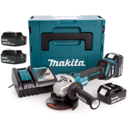 Makita DGA513RT3J 18V Akkumulátoros sarokcsiszoló + 3x 5Ah Akku + Töltő (DGA513RT3J)