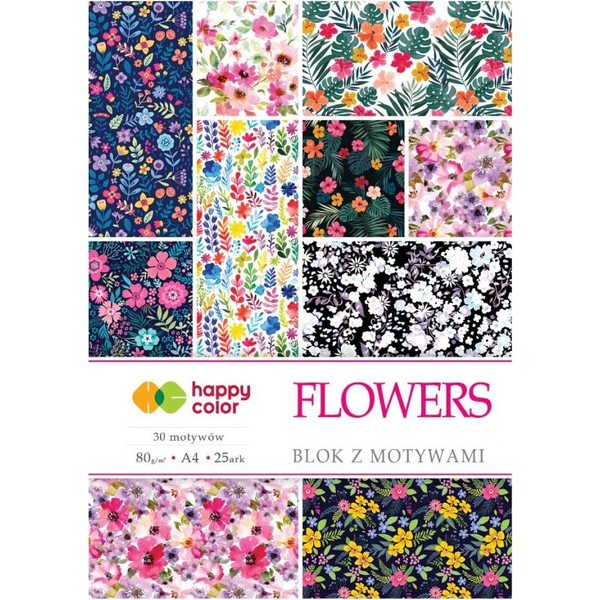  Happy Color Blok z motywami Flowers A4/15K 80g HAPPY COLOR
