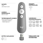 Logitech R500s lézer pointer prezentáló eszköz, középszürke (910-006520)
