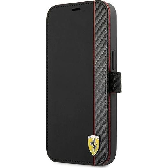 Ferrari On Track Apple iPhone 13 mini karbon flip tok, fekete (3666339026592)