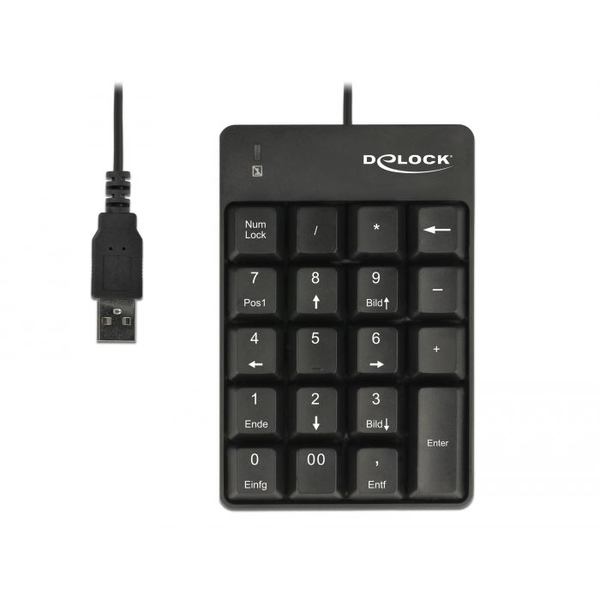 DELOCK Tastatur USB Nummernblock 19 Tasten
