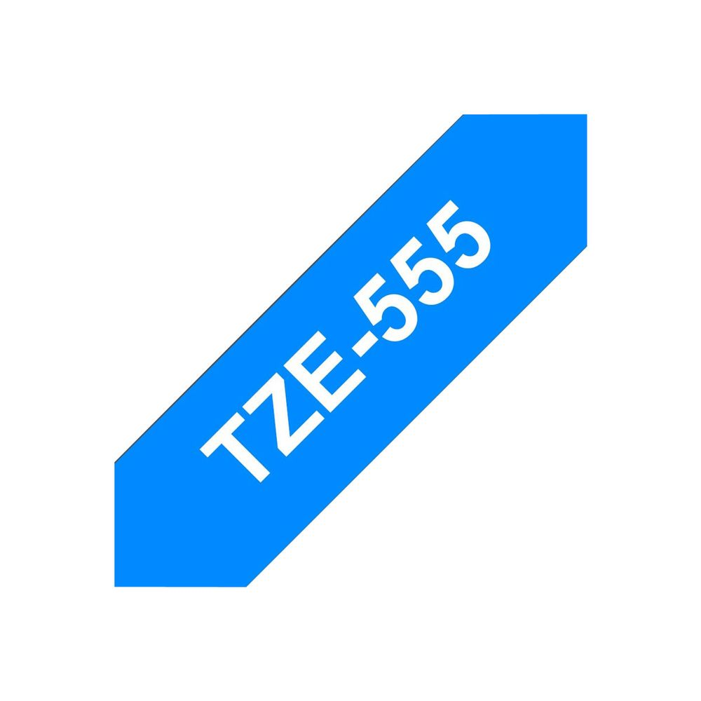 Brother laminated tape TZe-555 - White on blue (TZE555)